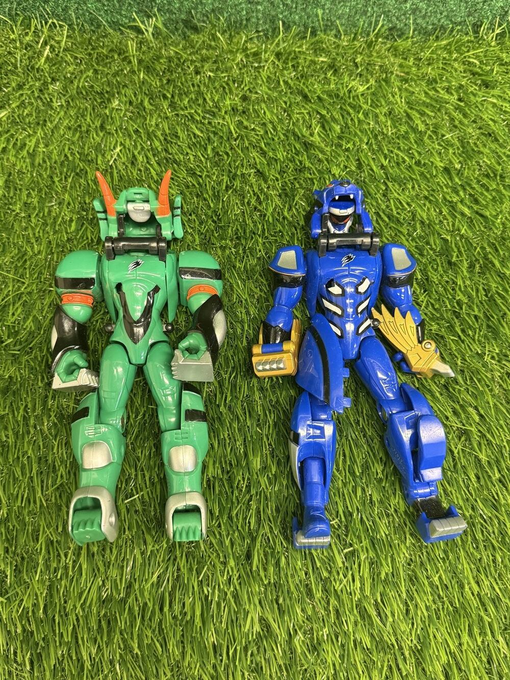 Power Rangers Wild Force Zord Action Figures Lot - Green Rhino Blue Lion Tiger